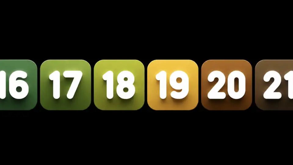 Bloques numerados de calendario sobre fondo negro